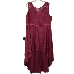Burgundy High-Low Lace Dress – Size 20 Weddings Formal Dressy Parties